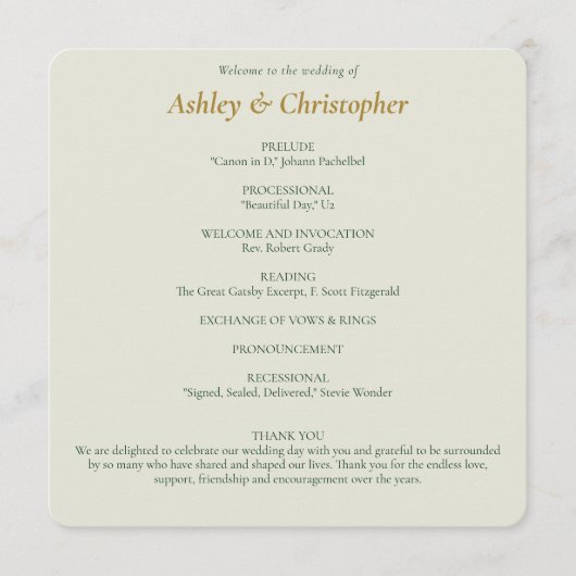 Mooie Floral Waterverf Sage Bruiloft Programma (Voorkant)