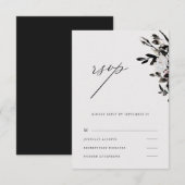 Mooie Floral Wedding Rsvp in Black (Voorkant / Achterkant)
