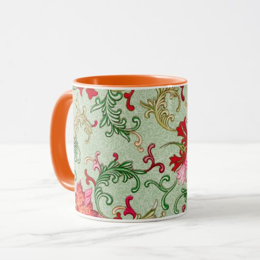 Mooie florale mok met gedrukte koffie (Voorkant links)