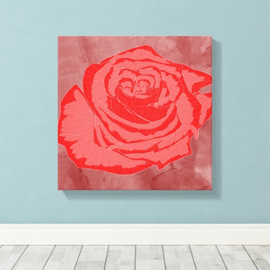 Mooie Flower Design Roos nr. 2 Canvas Afdruk (Insitu (Houten vloer))