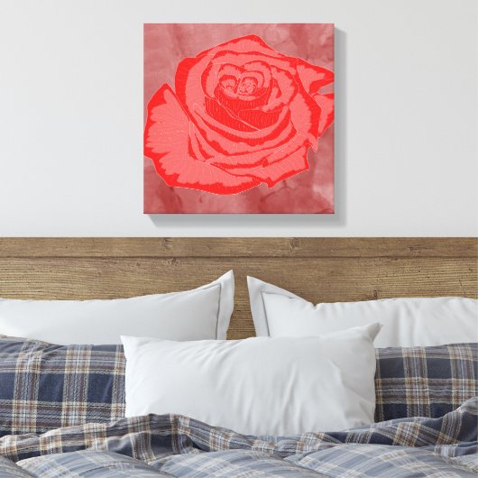 Mooie Flower Design Roos nr. 2 Canvas Afdruk (Insitu (Slaapkamer))