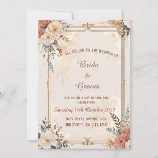 Mooie Flower Detail Wedding Invitation Kaart