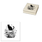 Mooie Flowers Books and a Cat Rubberstempel (Gestempeld)