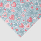 Mooie Folk Bloemhart Stof Blauw Roze Baby Shower Tissuepapier (Detail)