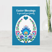 Mooie folklore Blue Pysanka Easter Egg, Custom Kaart (Voorkant)