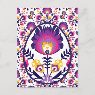 🌹Mooie folklore Paarse Pysanka paasei Briefkaart