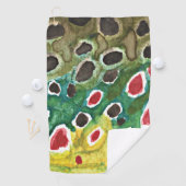 Mooie forel voor de visserij op bruine forel golfhanddoek (Insitu)