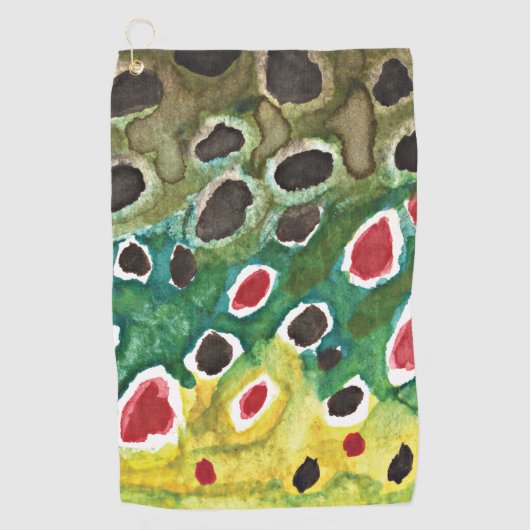 Mooie forel voor de visserij op bruine forel golfhanddoek (Voorkant)