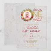 Mooie foto in rozenkrans Eerste verjaardag Kaart (Voorkant / Achterkant)