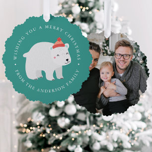 Mooie Foto van Ijsbeer Vakantie Ornament Kaart