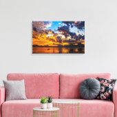 Mooie fotografie, zonsondergang over de rivier de canvas afdruk (Insitu (Woonkamer))