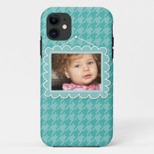 Mooie fotolijst met blauwe houndstooth iPhone 11 hoesje