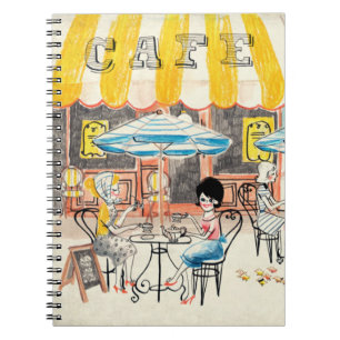 Mooie Franse Café Scene Schets Notitieboek