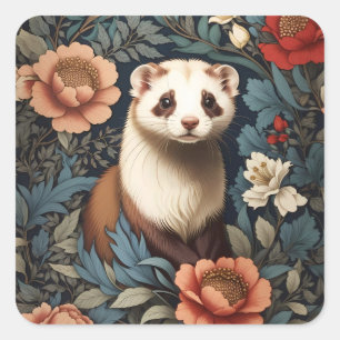 Mooie fret William Morris geïnspireerd Vierkante Sticker