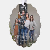 Mooie Frost Foto Ornament Kerst Kaart (Links)