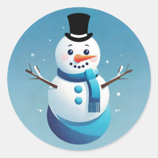 Mooie Frosty Sneeuwpop Illustratie Ronde Stickers