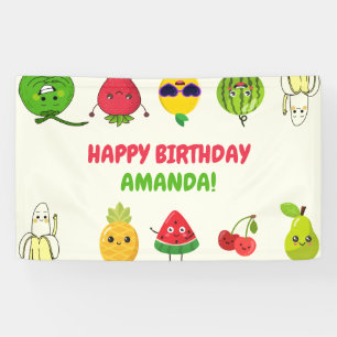 Mooie Fruit Grappige Kinderen Verjaardagsfeest Bor Spandoek