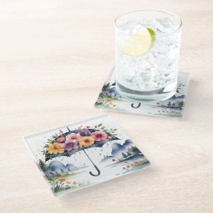 Mooie & Functionele Waterverf Elegante Bloemen Glazen Onderzetter