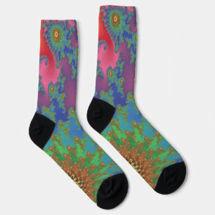 Mooie funky regenboogkleurige fractale kunst sokken