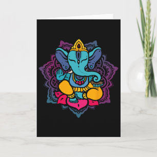 Mooie Ganesha In Yoga Lotus Meditatie Mandala Kaart