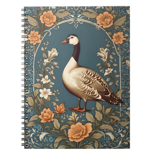 Mooie  gans William Morris Geïnspireerd Notitieboek (Voorkant)