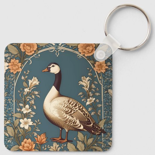 Mooie gans William Morris Geïnspireerd Sleutelhanger (Achterkant)