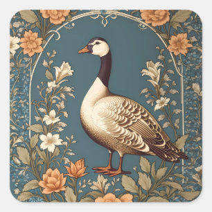 Mooie gans William Morris Geïnspireerd Vierkante Sticker