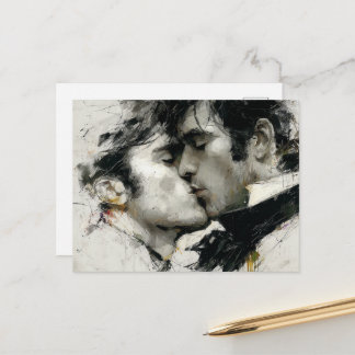 Mooie Gay Mannen Kus in zwart-wit Briefkaart