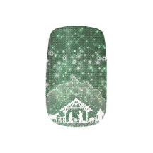 Mooie Geboorte Scène Groene Faux Glitter