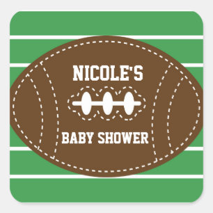 Mooie Geborduurde Voetbal Baby Shower Feest Sticke Vierkante Sticker