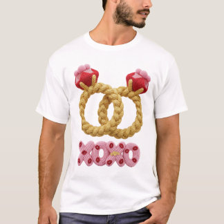 Mooie gebreide trouwringen en XOXO knuffels ontwer T-shirt