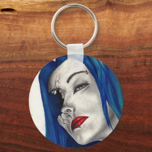 Mooie Gebroken Fantasie Goth Horror Surreal Kunst Sleutelhanger