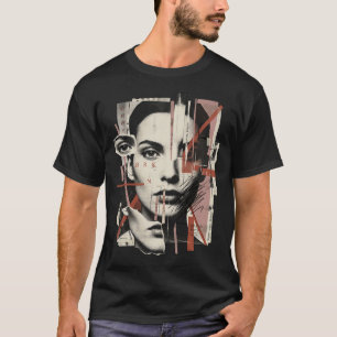 Mooie Gebroken Gebroken Portret Collage T-shirt