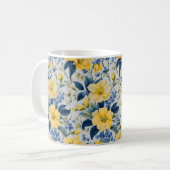 Mooie geel en blauw bloemen Mok (Voorkant links)
