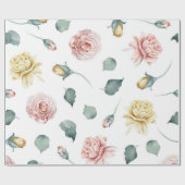 Mooie geel en roze waterverf rozen floral cadeaupapier (Vlak)