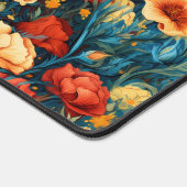 Mooie geel rood blauwe bloemen botanische print bureaumat (Hoek)