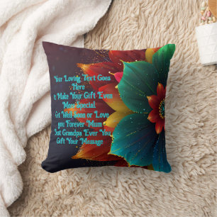 Mooie Geel & Roze Bloom Custom Gift Bericht Kussen