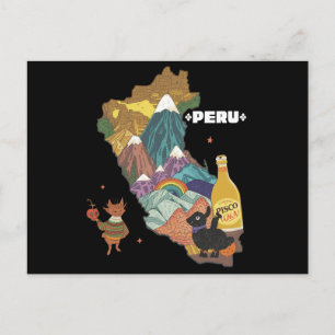Mooie geïllustreerde kaart van Machu Picchu en Alp