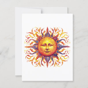 Mooie geïllustreerde zon briefkaart
