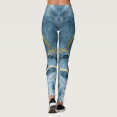 Mooie gekleurde print blauw marmer leggings (Achterkant)