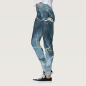 Mooie gekleurde print blauw marmer leggings (Links)