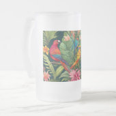 Mooie gekleurde vogels matglas bierpul (Voorkant links)