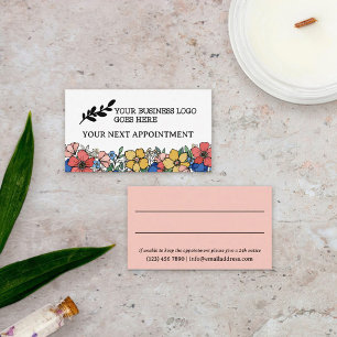 Mooie Gele Blauwe Koraal Bloem Logo Afsprakenkaartje