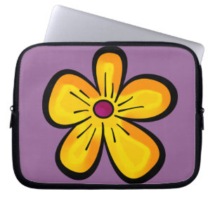 Mooie Gele Bloem Illustratie Laptop Sleeve