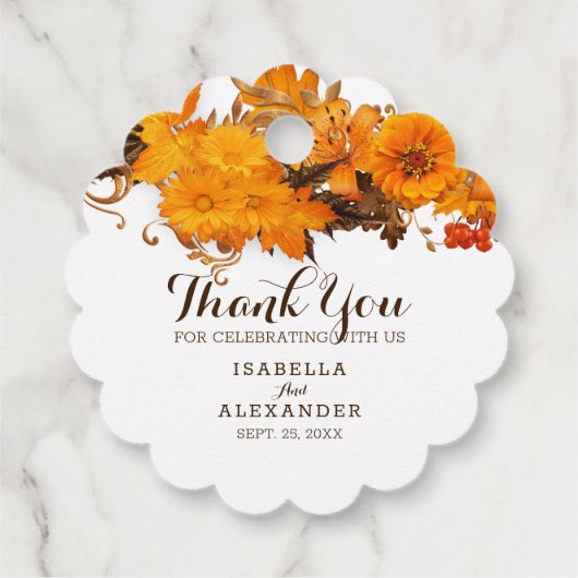 Mooie gele bloemen bedankjes labels (Achterkant)