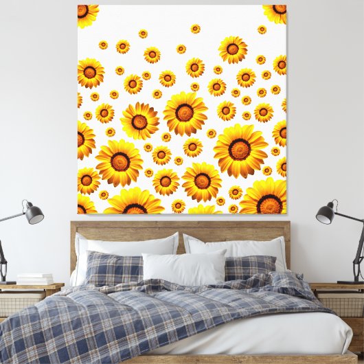 Mooie gele bloemen canvas afdruk (Insitu (Slaapkamer))