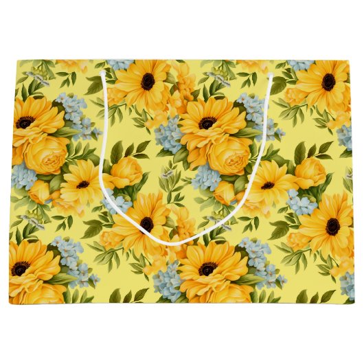Mooie gele bloemen groot cadeauzakje (Voorkant)