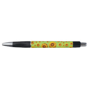 Mooie gele bloemen op abstract groen pen