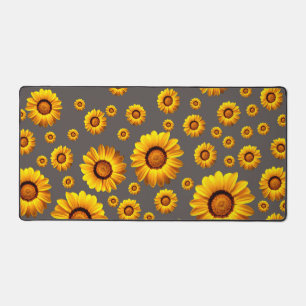 Mooie gele bloemen op grijze achtergrond bureaumat