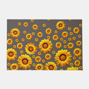 Mooie gele bloemen op grijze achtergrond deurmat